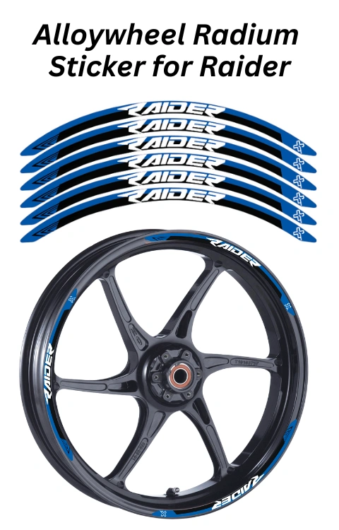Alloy Wheel Radium Sticker Compatible with Raider | Printed In Premium Radium With FPF(Fade Protection Film), Water Proof, Precut Sticker, Pack Of 12